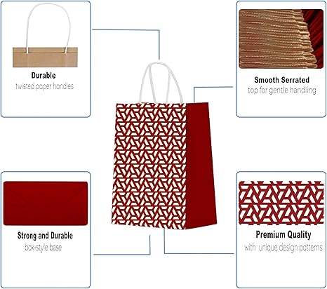 Paper Gift Bags Geometric Design Gift Bags for Stores Takeout Gifts Parties Custom Paper Bags