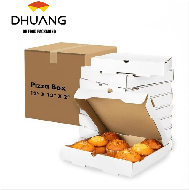 White Grease-proof Corrugated Pizza Box That Turns Into a Plate and Is Ideal for Small Individual Pizzas Custom Pizza Boxs