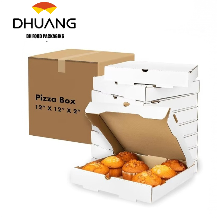 White Grease-proof Corrugated Pizza Box That Turns Into a Plate and Is Ideal for Small Individual Pizzas Custom Pizza Boxs