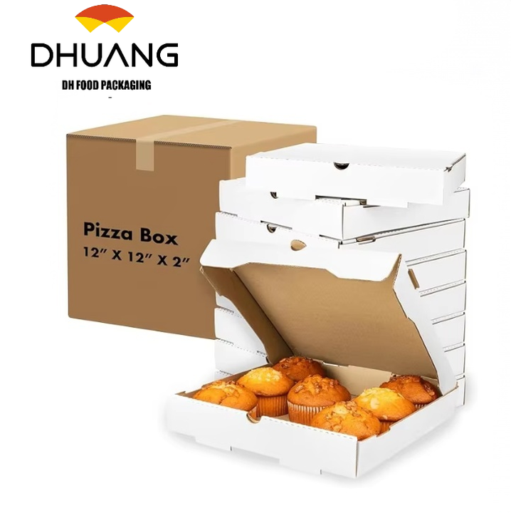 White Grease-proof Corrugated Pizza Box That Turns Into a Plate and Is Ideal for Small Individual Pizzas Custom Pizza Boxs