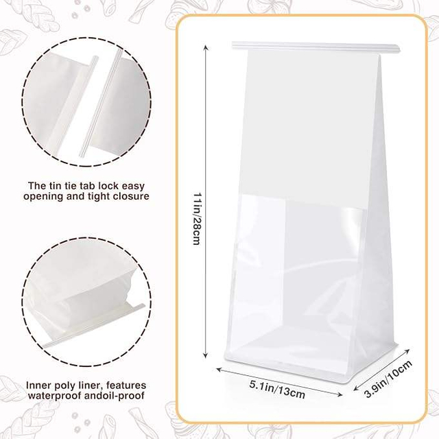 Window Paper Cookie Bag Tinfoil Label Lock Bag Suitable for Baked Goods Custom Bread Bag