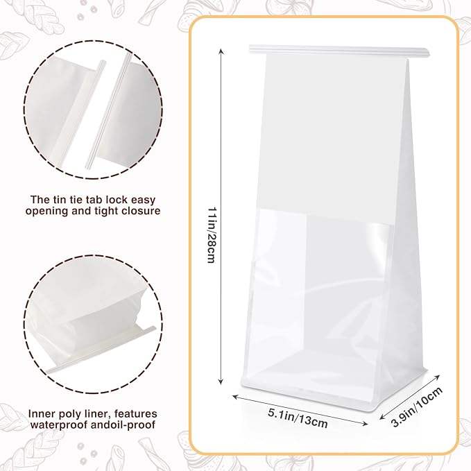Window Paper Cookie Bag Tinfoil Label Lock Bag Suitable for Baked Goods Custom Bread Bag