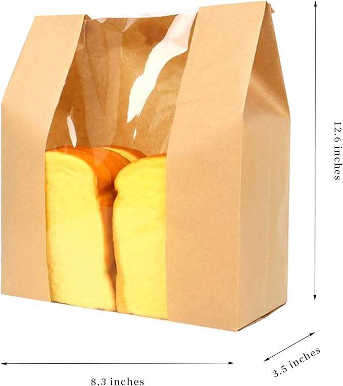 Customized Pattern LOGO with Window Bread Bag Bread Storage Packaging Bag for Baking Food Custom Bread Bags