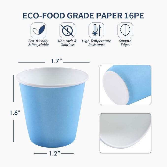 Disposable Paper Cups Hot/Cold Beverage Drinking Small Blue Paper for Bathroom and Mouthwash Custom Paper Cups