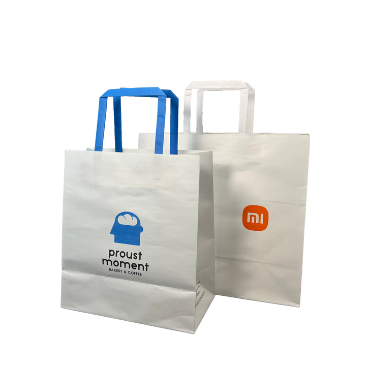 Recyclable Brown Paper Bag with Rope Handle Custom LOGO Gift Wrap Flat Handle Kraft Paper Shopping Bag