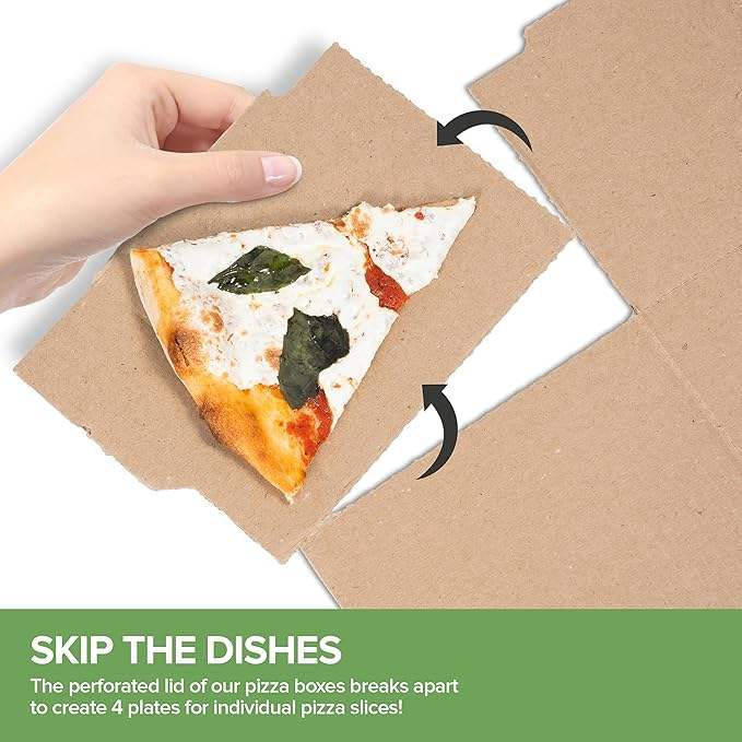 Recycled Cowhide Pizza Box with Built in Plate and Convertible Storage Container Eco-friendly Pizza Box Custom Pizza Boxs