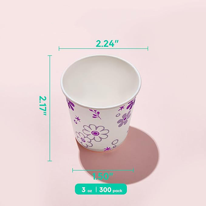 Customized LOGO Disposable Drinking Cup for Parties Picnics and Trips with Purple Flower Pattern Paper Cup