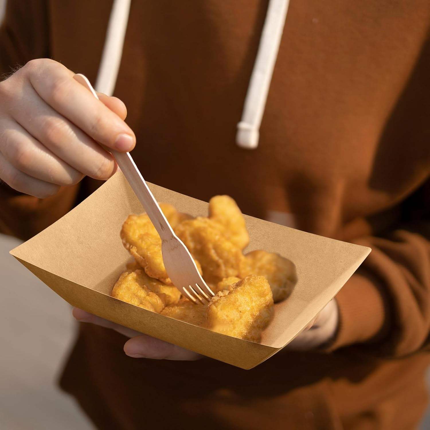Disposable Paper Boat Craft Paper Service Boat Snack Food Holder Tray, French Fries Nachos Hot Dog Tacos Barbecue Party