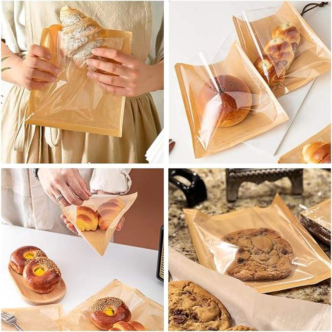 with Window Paper Sandwich Bag Doughnut Bag for Snack Cookie Packaging Custom Bread Bags