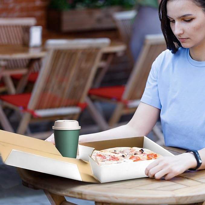 White Kraft Paper Corrugated Pizza Box for Small Pizzas Cookies Cakes Custom Pizza Boxs