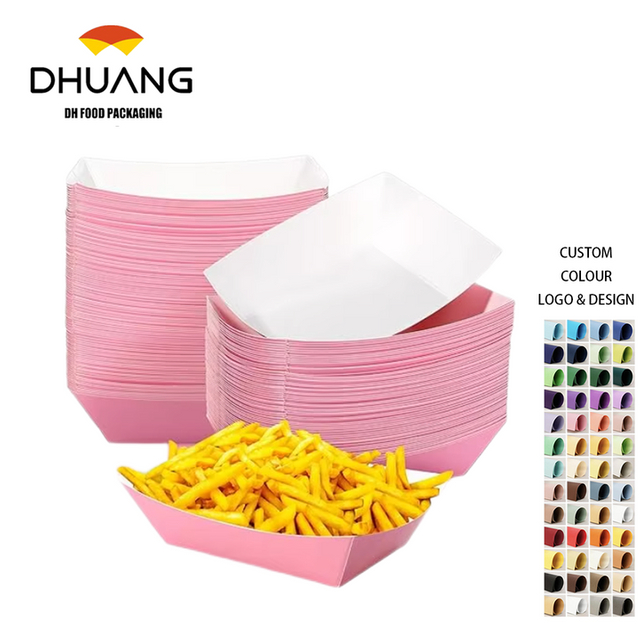 3-pound Paper Food Trays Disposable Nachos Trays Burritos Licensed Christmas Party Supplies Kraft Paper Boat (Pink)