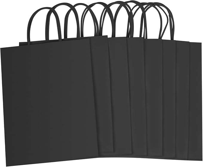 Black Paper Gift Bag with Handle Bulk Candy Retail Bag for Birthday Wedding Elegant Black Color Shopping Bag