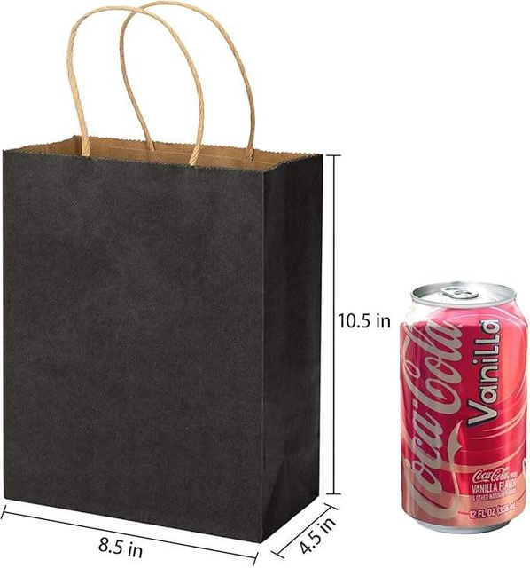 Wholesale Black Eco-Friendly Paper Bag with Handle for Crafts Rice Lunch Candy Packing Featuring Ribbon Accessory Gift-Giving