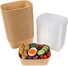 Disposable Serving Container Rectangular Paper Bowl with Lid for Salad Sandwich Cookies