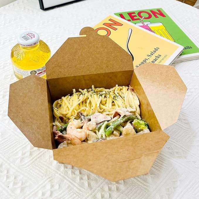 Brown Fast Food Carton Leak-proof and Grease-proof Recyclable Lunch Box Food Box
