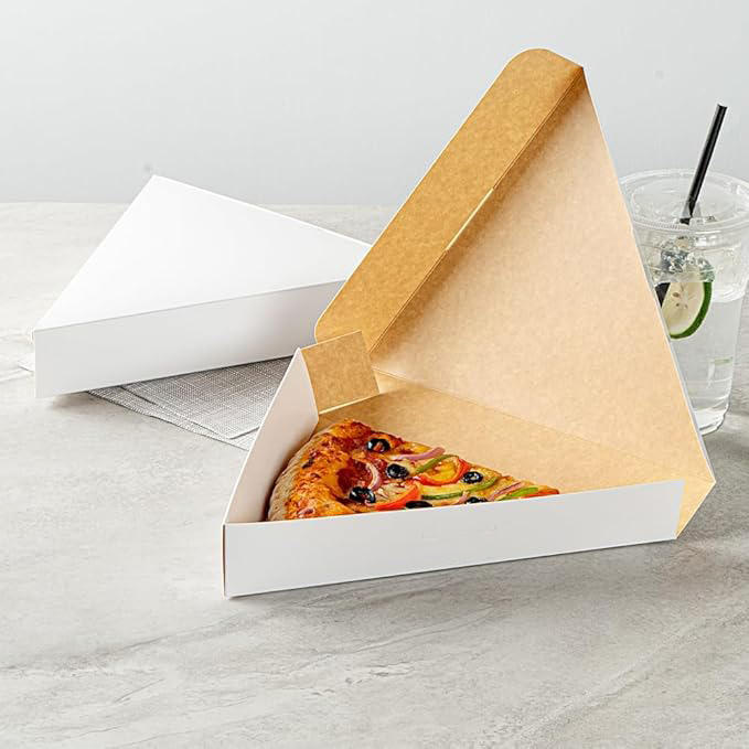Clamshell Pizza Slice Container - Oil Proof Label Locks White Paper Separate Pizza Boxes for Restaurants Custom Pizza Boxs