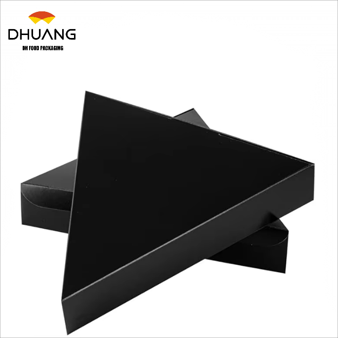 Pizza Box Clamshell Pizza Slice Container - Oil Proof Label Lock Black Paper for Restaurants and Cafes Custom Pizza Boxs