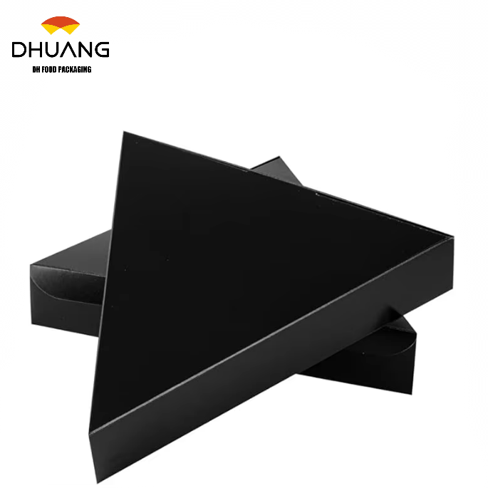Pizza Box Clamshell Pizza Slice Container - Oil Proof Label Lock Black Paper for Restaurants and Cafes Custom Pizza Boxs