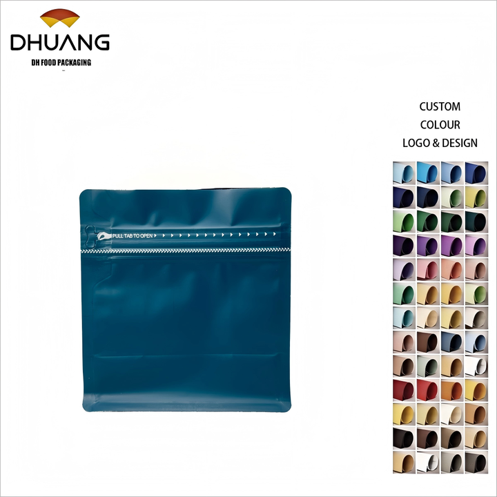 Coffee Bag Ziplock Bag Aluminum Foil Aluminized Matte PE 8-sided Seal with air Valve Packing Custom