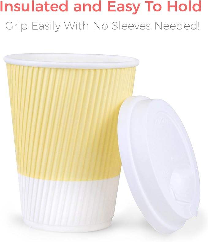 Disposable Coffee Mug with Lid 12 oz to Go Coffee Mug with Resealable Lid for Travel-insulated Hot Drinks Coffee Cup