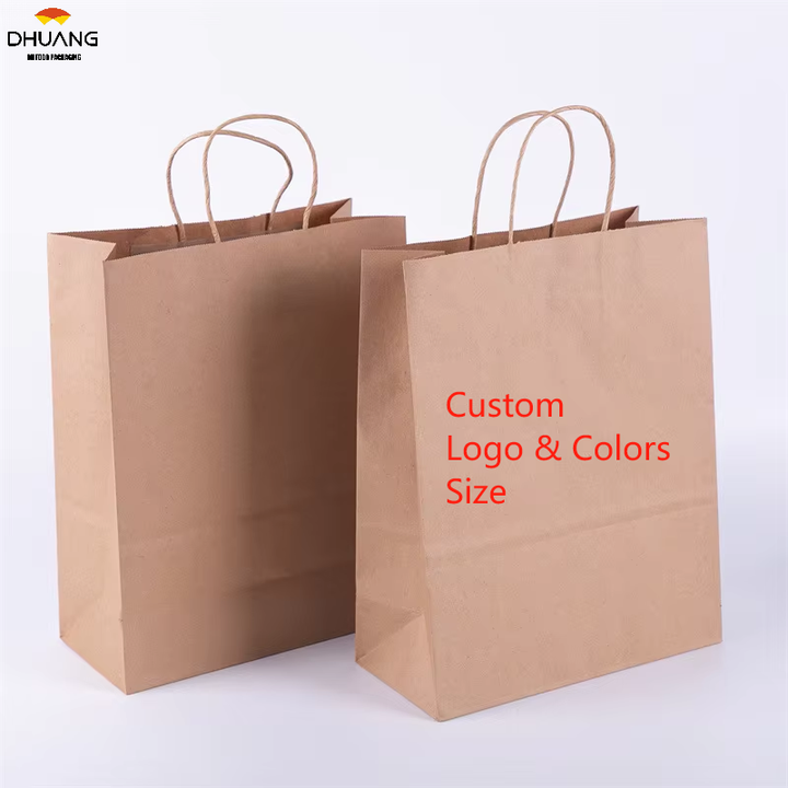 Brown Paper Gift Bag with Handle in Bulk Ideal for Shopping Birthdays Weddings Merchandise and Business Parties