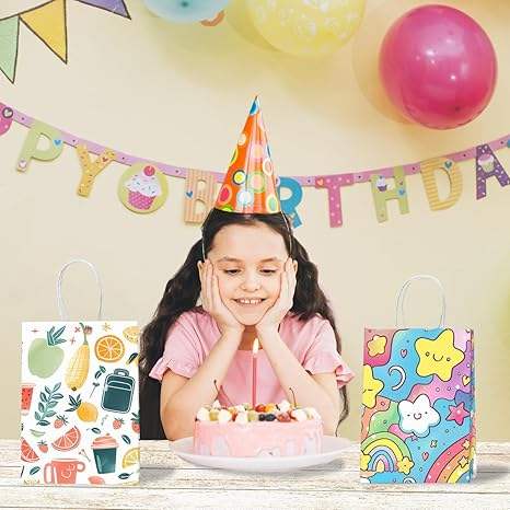 Gift Bag Paper Bag with Handle Party Birthday Wedding Small Paper Shopping (Rainbow Stars) Custom Paper Bags