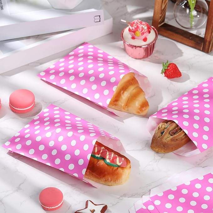 Dot-patterned Food Paper Bags Cookie and Candy Bags Sandwich Packaging Oil-proof Paper Bag