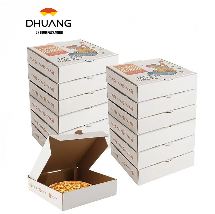White Kraft Corrugated Pizza Cardboard Food Container Delivery Box Pizza Cake Cookies Custom Pizza Boxs
