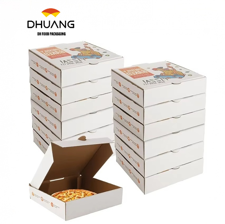 White Kraft Corrugated Pizza Cardboard Food Container Delivery Box Pizza Cake Cookies Custom Pizza Boxs