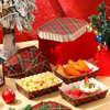 Christmas Paper Food Tray Plaid Light Nutcracker Snack Tray Disposable Nachos Hot Dog Party Supplies (Classic Plaid)