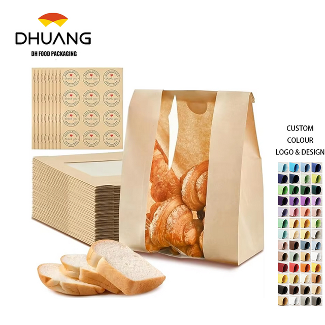 Windowed Toaster Bags Homemade Bread Bags for Baked Goods Storage with Label Sealing Stickers Custom Bread Bags