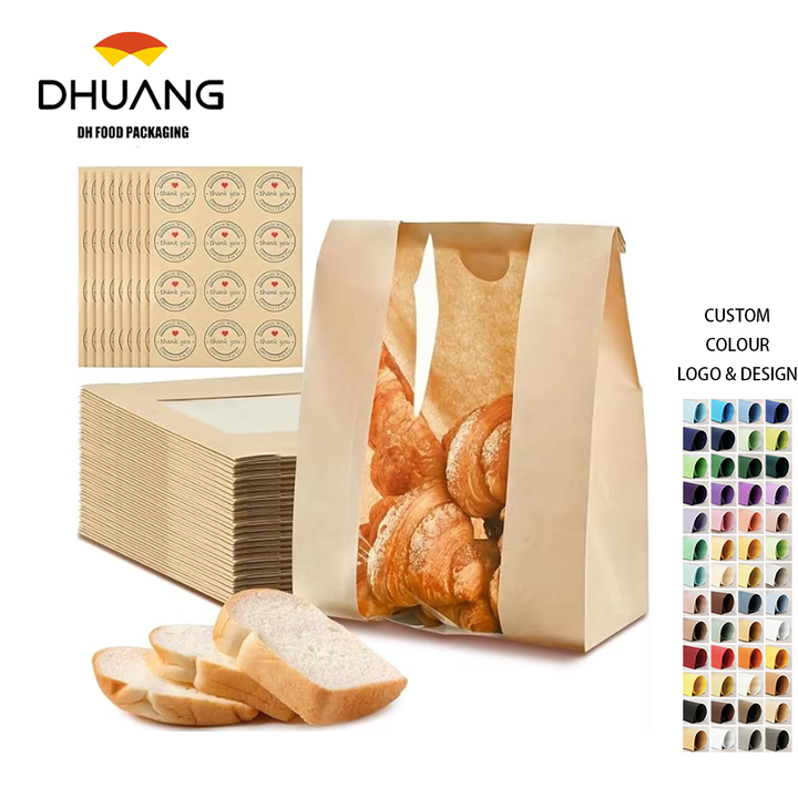 Windowed Toaster Bags Homemade Bread Bags for Baked Goods Storage with Label Sealing Stickers Custom Bread Bags