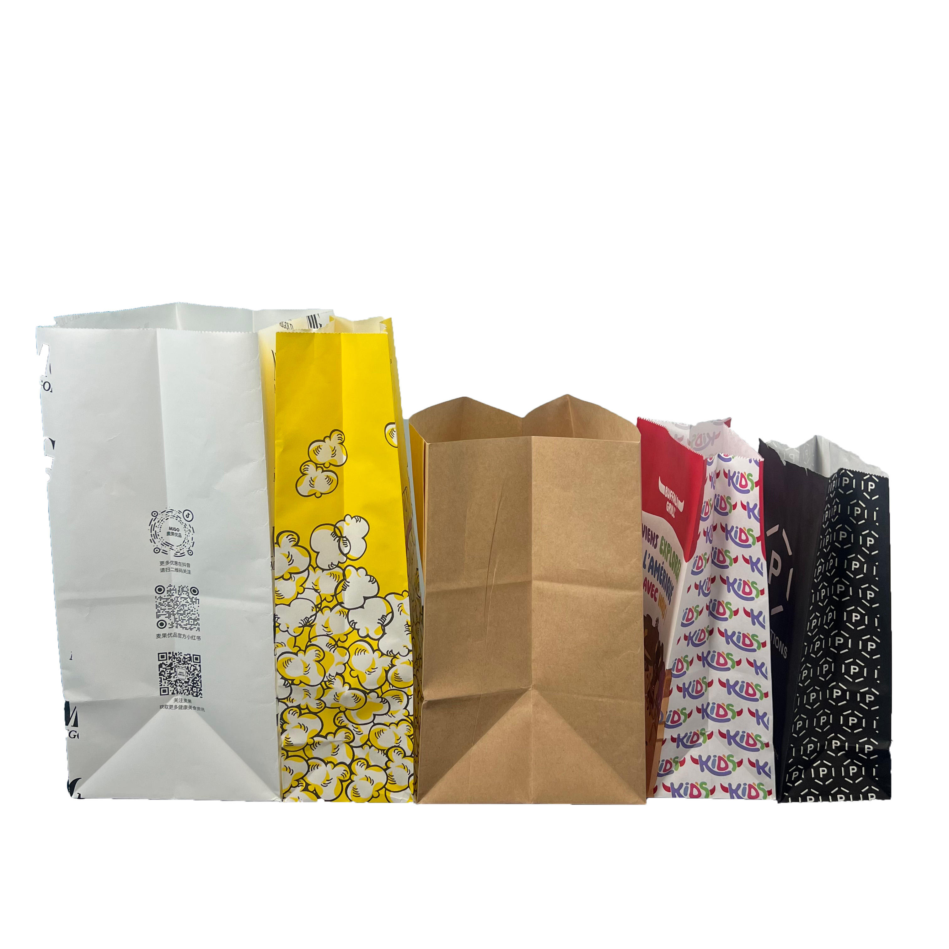 Food Grade Custom Printed Greaseproof Sandwich Hot Dog Packaging Brown or White Kraft Paper Bag Oil-proof Paper Bag
