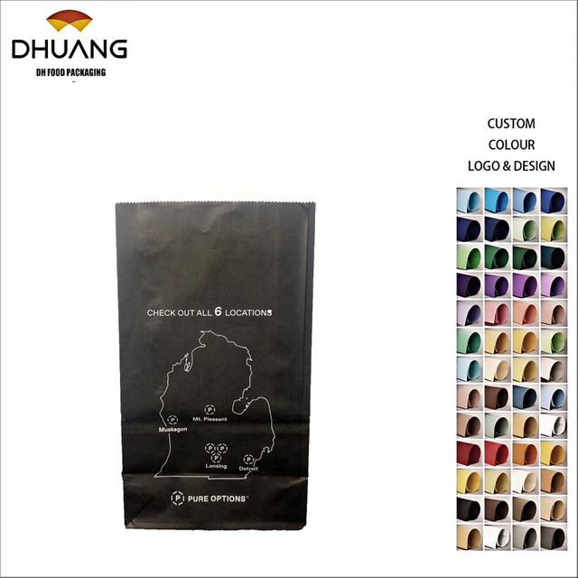Disposable Brown Paper Bag Bread Fried Chicken Burger Takeout Fast Food Flat Food Take Out Paper Bag Oil-proof Paper Bag