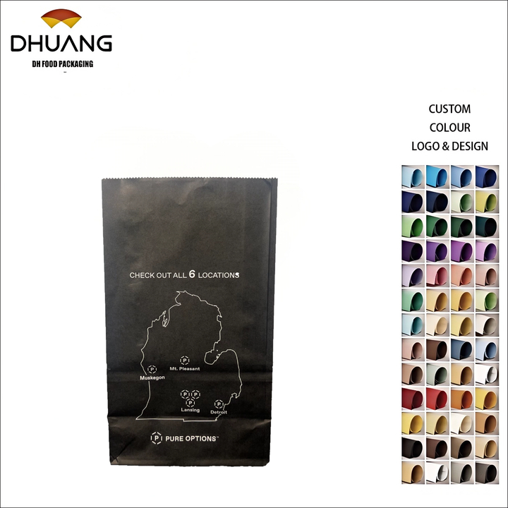 Disposable Brown Paper Bag Bread Fried Chicken Burger Takeout Fast Food Flat Food Take Out Paper Bag Oil-proof Paper Bag