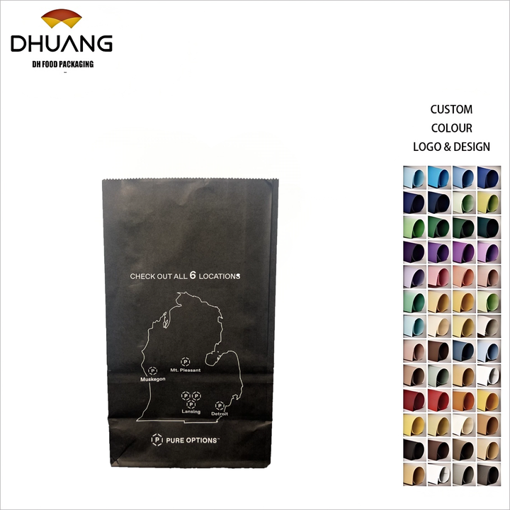 Disposable Brown Paper Bag Bread Fried Chicken Burger Takeout Fast Food Flat Food Take Out Paper Bag Oil-proof Paper Bag