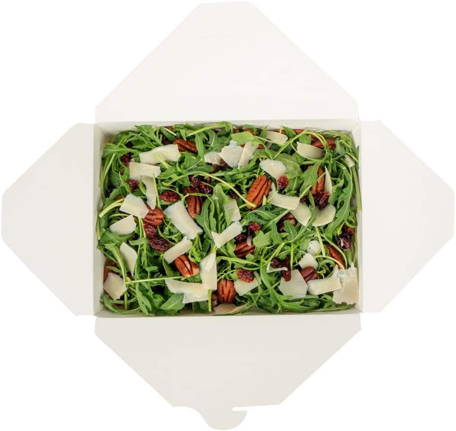 Disposable Sustainable White Paper 49-ounce Rectangular Takeout Box for Takeout or Picnics