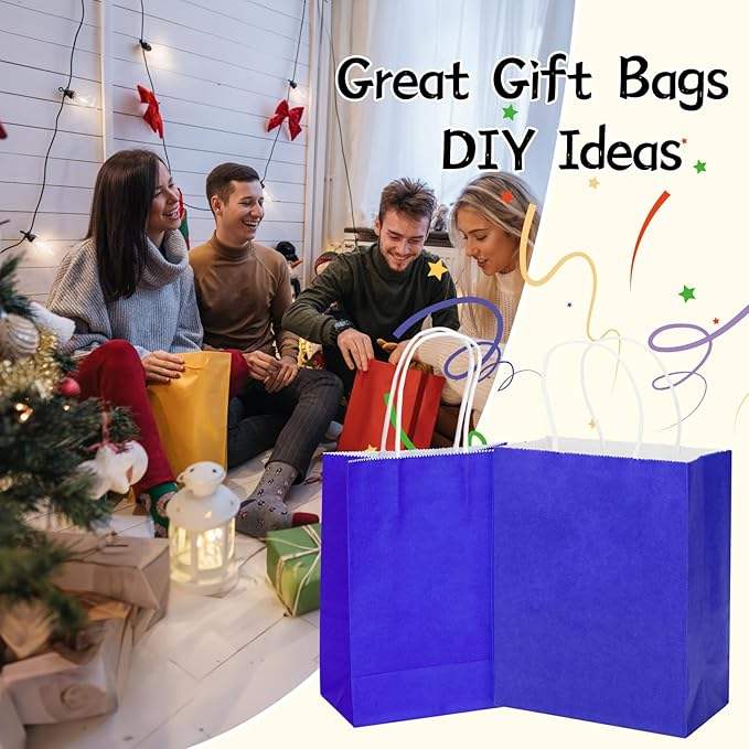 Jewel Blue Paper Bag Loose Birthday Gift Lunch Party and Candy Bag for Special Occasions Shopping Bag