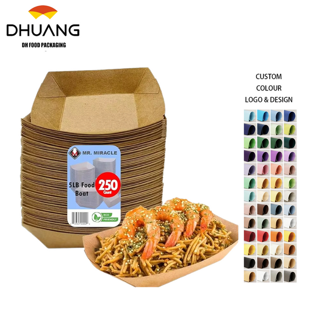 Food Tray Kraft Paper extra Large (5 Lb) Disposable Recyclable Service Ship Condiments Grease Resistant