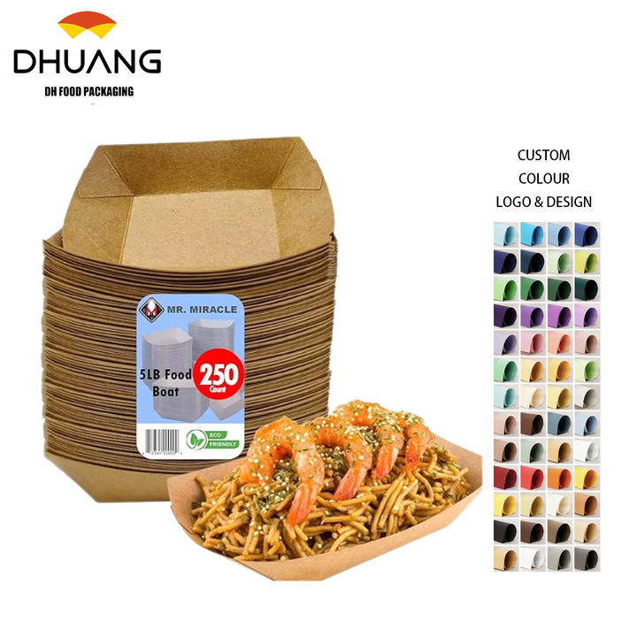 Food Tray Kraft Paper extra Large (5 Lb) Disposable Recyclable Service Ship Condiments Grease Resistant