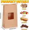 200 Bread Bags with Window Paper Cowhide with Tin Tie Lock Coffee Beans Snacks Bread and Candy Custom Bread Bags
