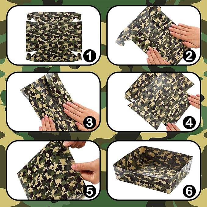 Large Food Paper Trays, 5 lb Deer Corn Chip Boat, Suitable for Children's Parties, Camo Themed Party Supplies (camo)