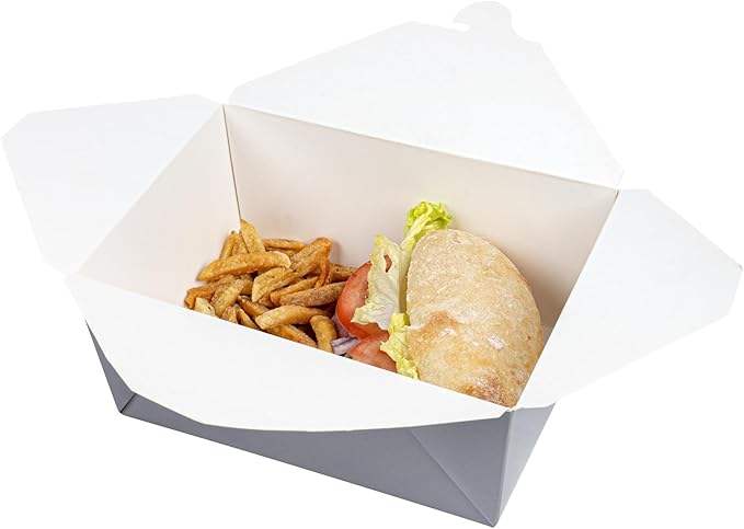Lunch Box - Label Lock Closed Heat Resistant Grey Paper Disposable Lunch Box Oil Resistant to Hot and Cold Foods Food Box