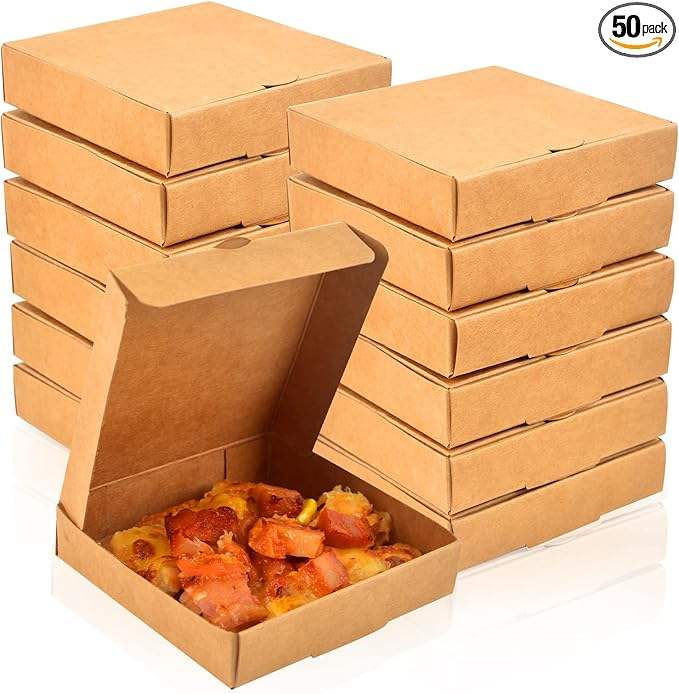 50 Packs Kraft White Mini Pizza Box for Cookies Party Gift Cookies Custom Pizza Boxs