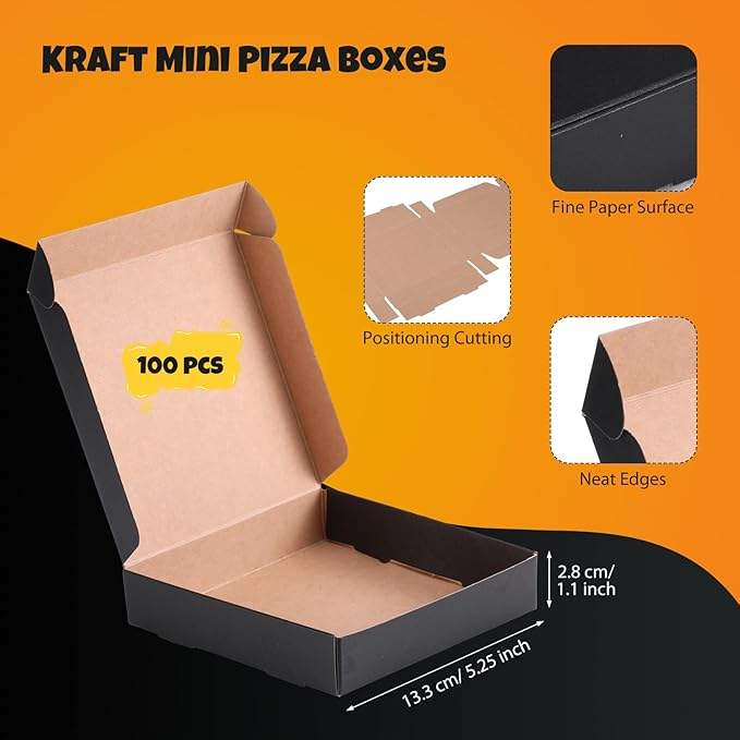 100 Mini square Party Gift Kraft Box Take Out Container Cake Cookies Food Gift Box Custom Pizza Boxs