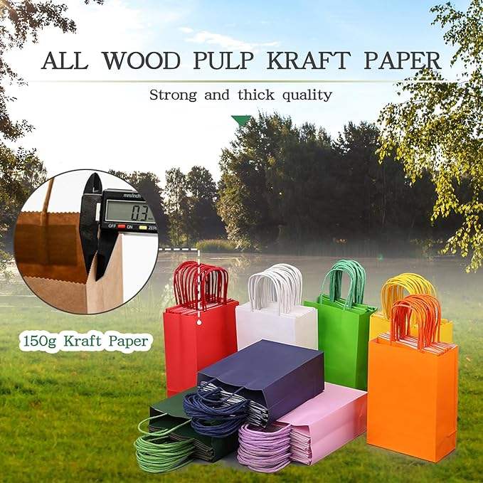 Customizable Large Kraft Paper Bags with Handles Yellow for Food Clothing Packaging and Promotion Custom Logo Shopping Bag