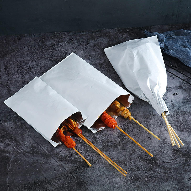 Disposable Takeout Food Wrap with Heat-melt Adhesive, Aluminum Foil, Tin Foil, Snack Paper Bag Oil-proof Paper Bag