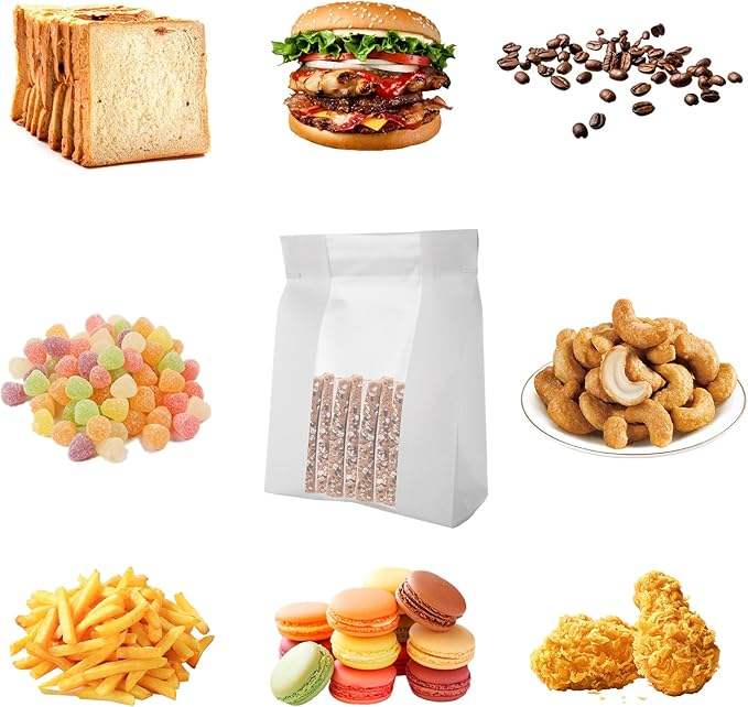 Beautifully Crafted Brown Window Paper Bag Charming Tin Tag Lock for Freshly Baked Cookies Crunchy Snacks Custom Bread Bags