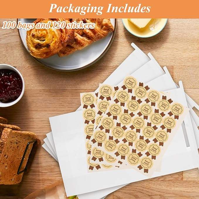 Beautifully Crafted Brown Window Paper Bag Charming Tin Tag Lock for Freshly Baked Cookies Crunchy Snacks Custom Bread Bags