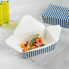 Durable 71 oz Disposable Striped Blue and White Paper Food Container for Takeout-Quality Paper Boxes Food Box